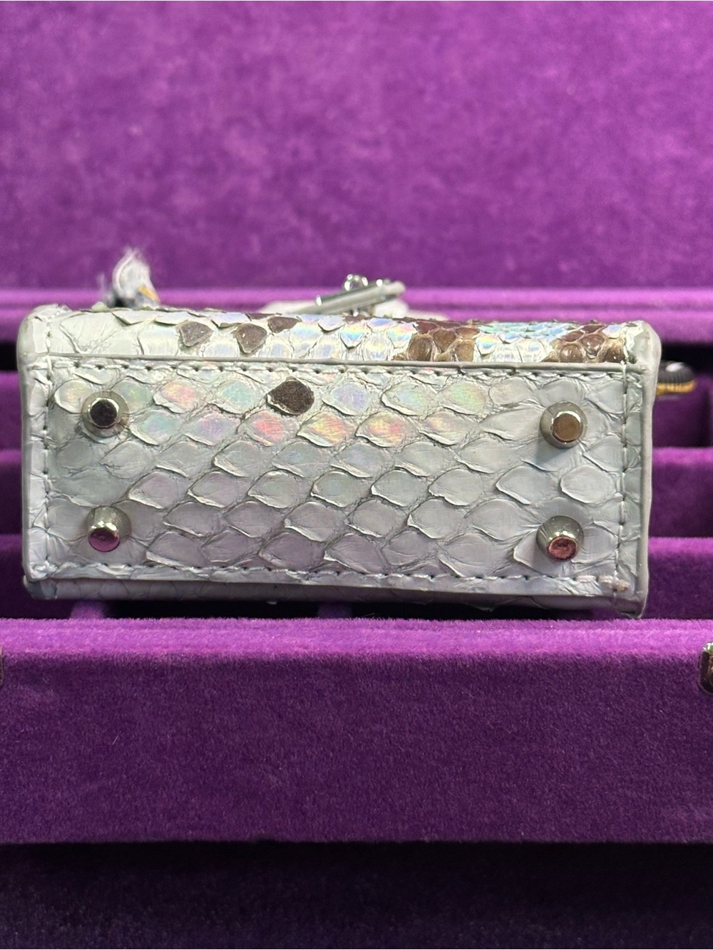 Gray Snake-Pattern Mini Top-Handle Bag - Picture 8 of 8